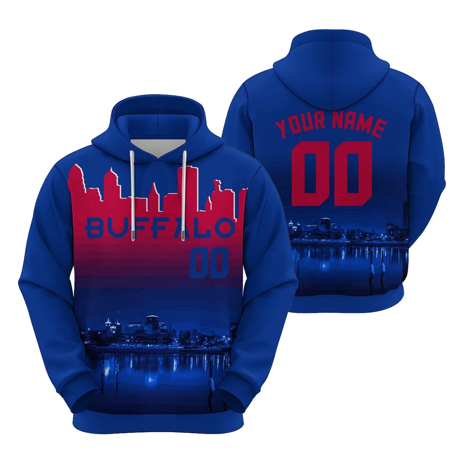 Custom Sports Pullover Sweatshirt City Buffalo Night Fashion Football Hoodie